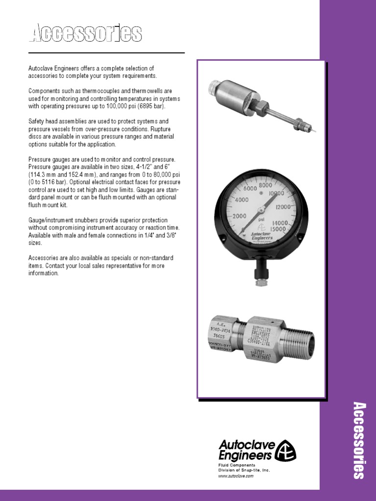 Autoclave Thermocouple Accessories | PDF | Thermocouple | Stainless Steel