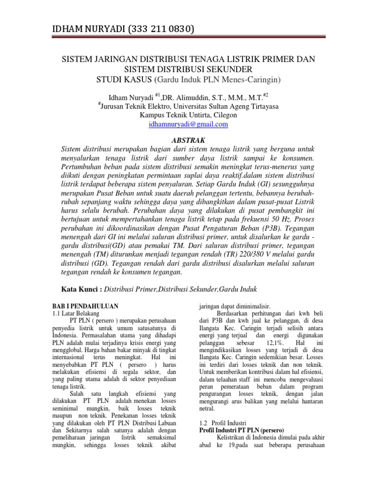 Sistem Jaringan Distribusi Tenaga Listrik Primer Dan Sistem Jaringan Distribusi Tenaga Listrik Primer Dan