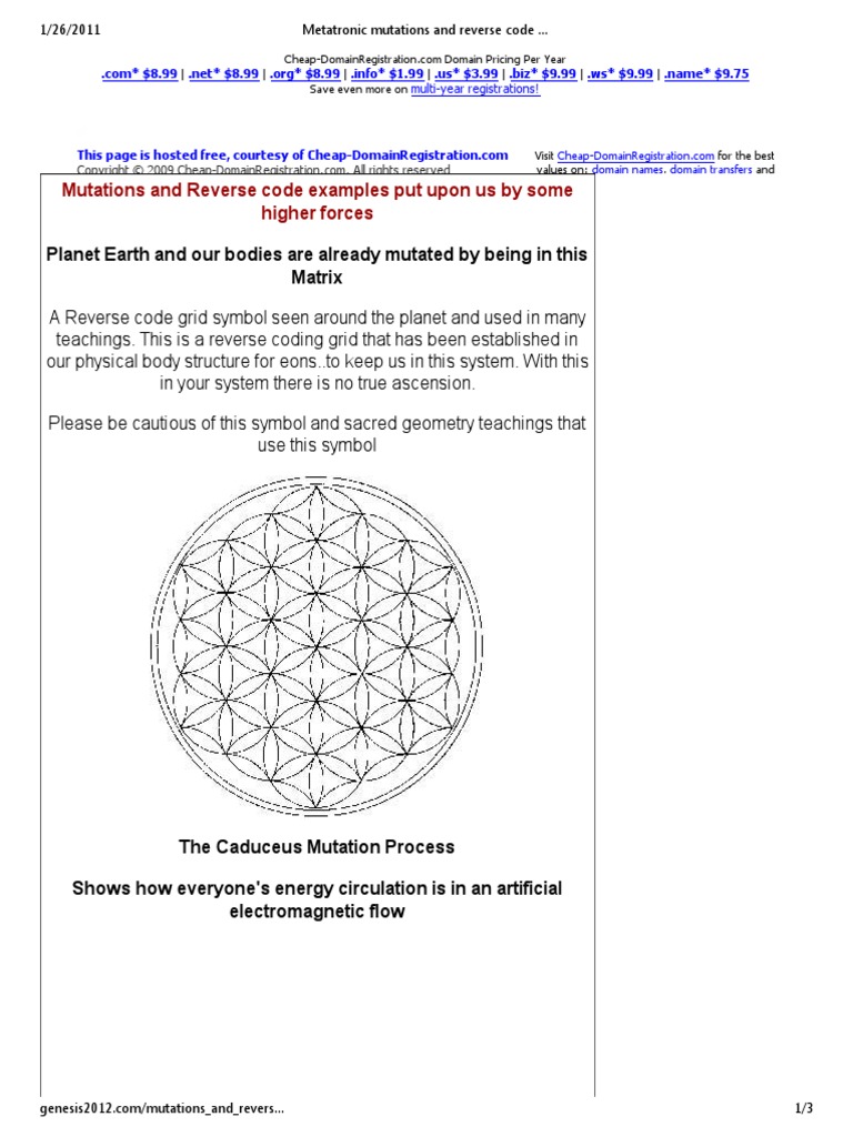 Metatronic Mutations and Reverse Code Examples | PDF