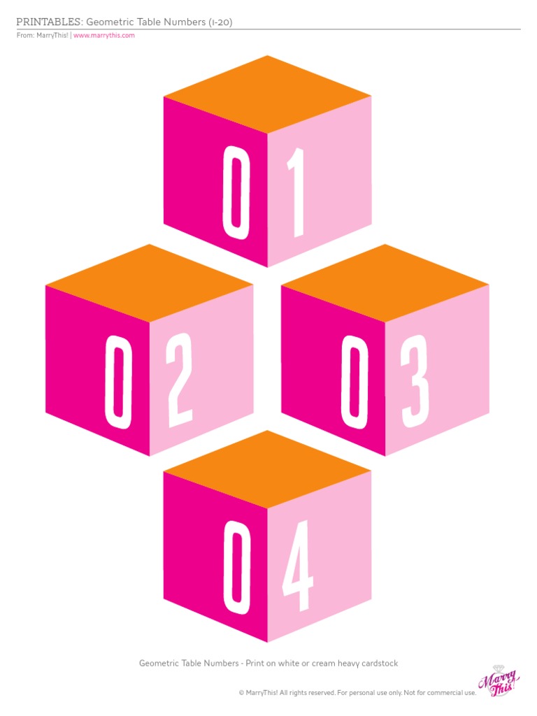 Printable Geometric Table Numbers 1-20 | PDF