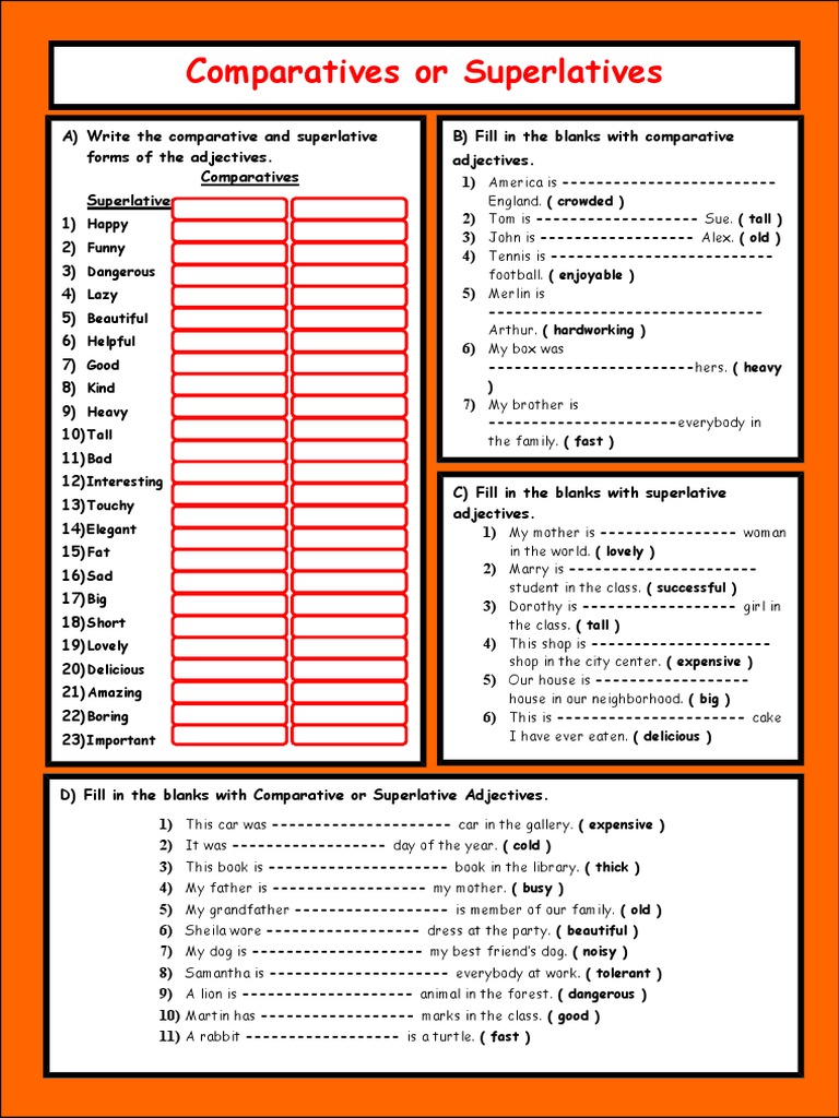 Comparative and Superlative Adjectives Guide | PDF | Grammar | Language ...
