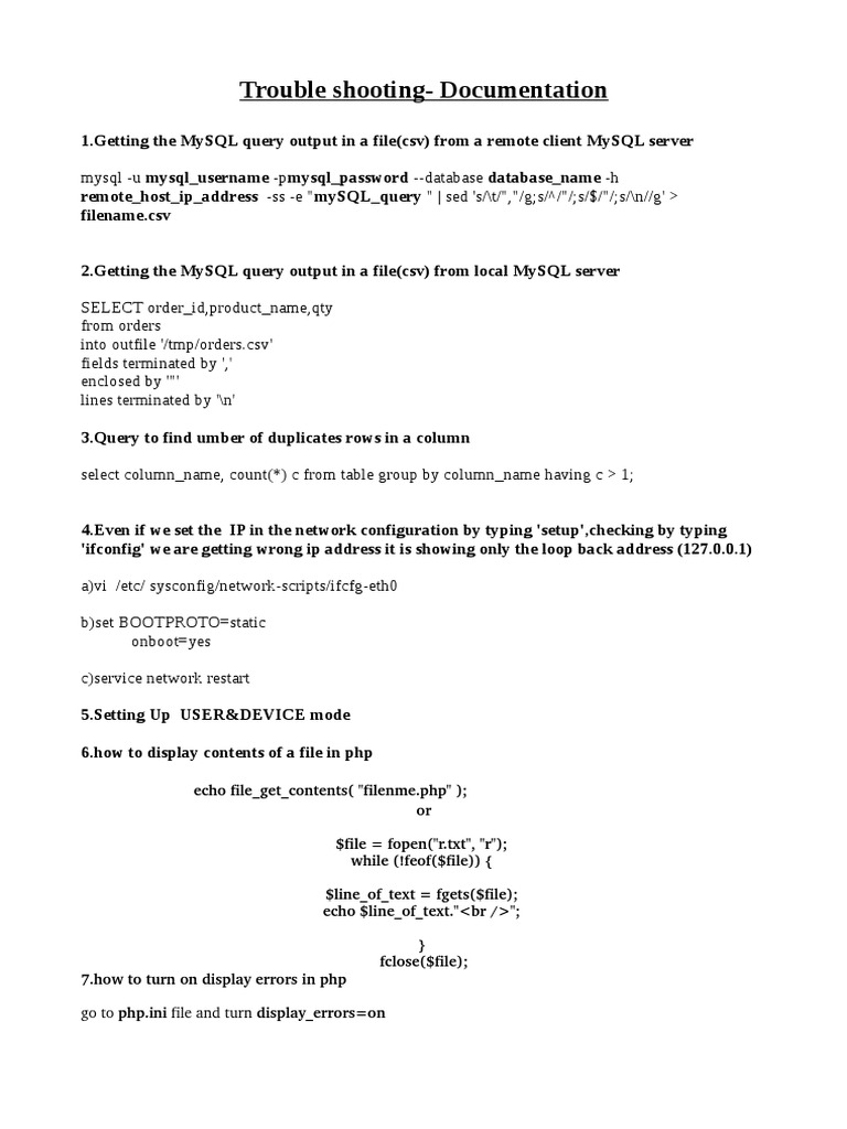 Trouble ShootingDocumentation Go To PHP Ini File and Turn Display