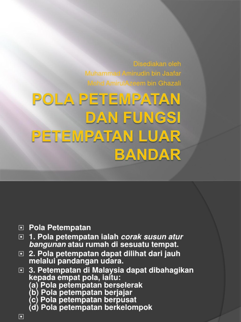Fungsi Petempatan Luar Bandar Pdf