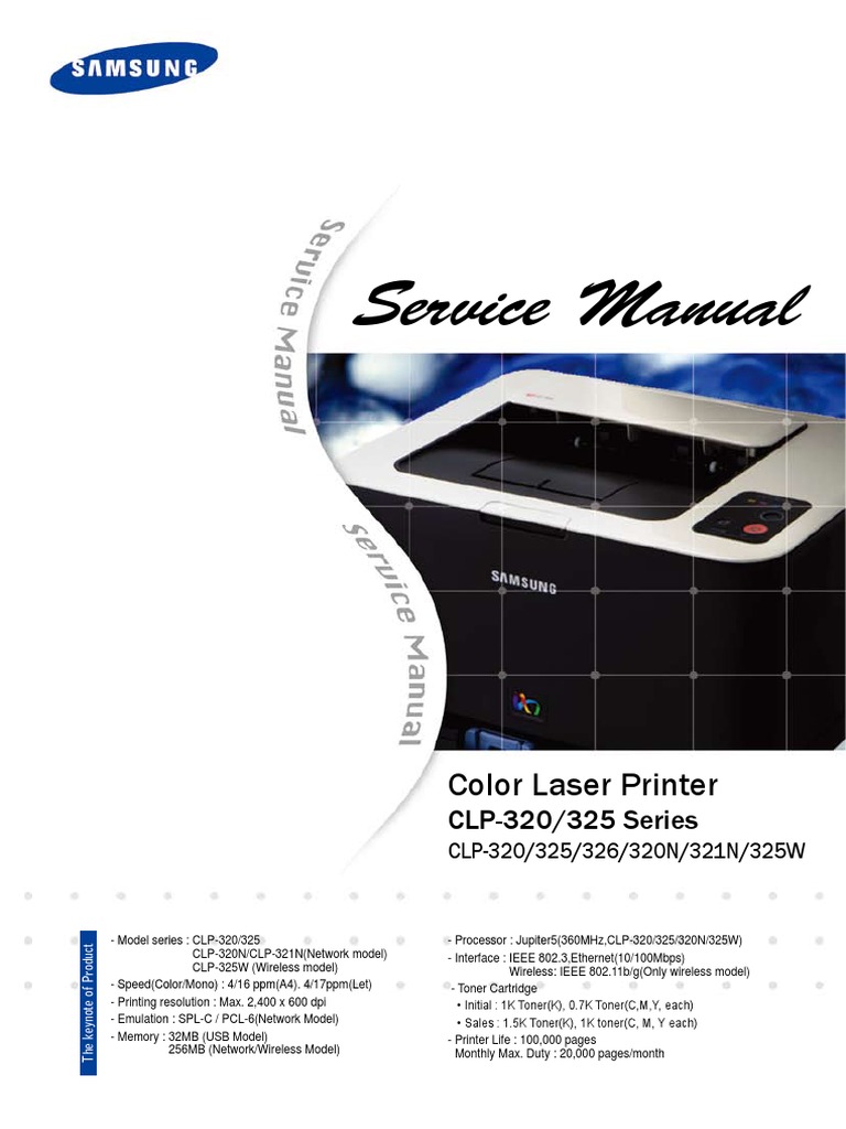 SERVICE MANUAL Samsung CLP 320-325 | Electrostatic Discharge | Ac Power  Plugs And Sockets