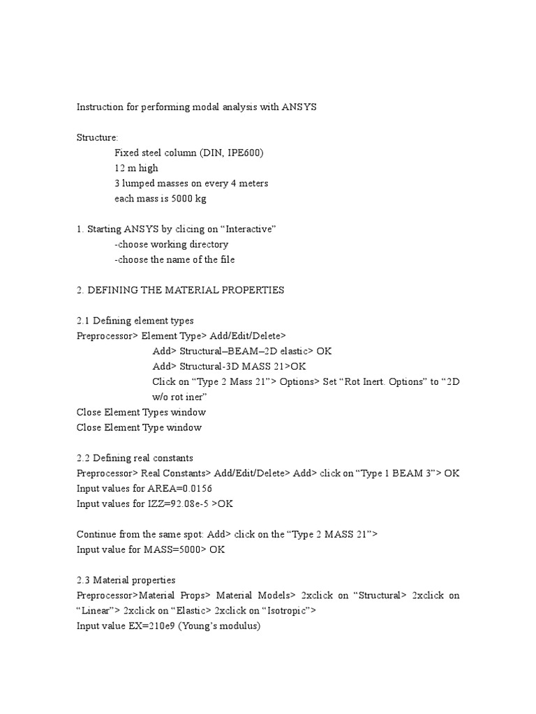 ANSYS Modal Analysis Guide | PDF | Computers