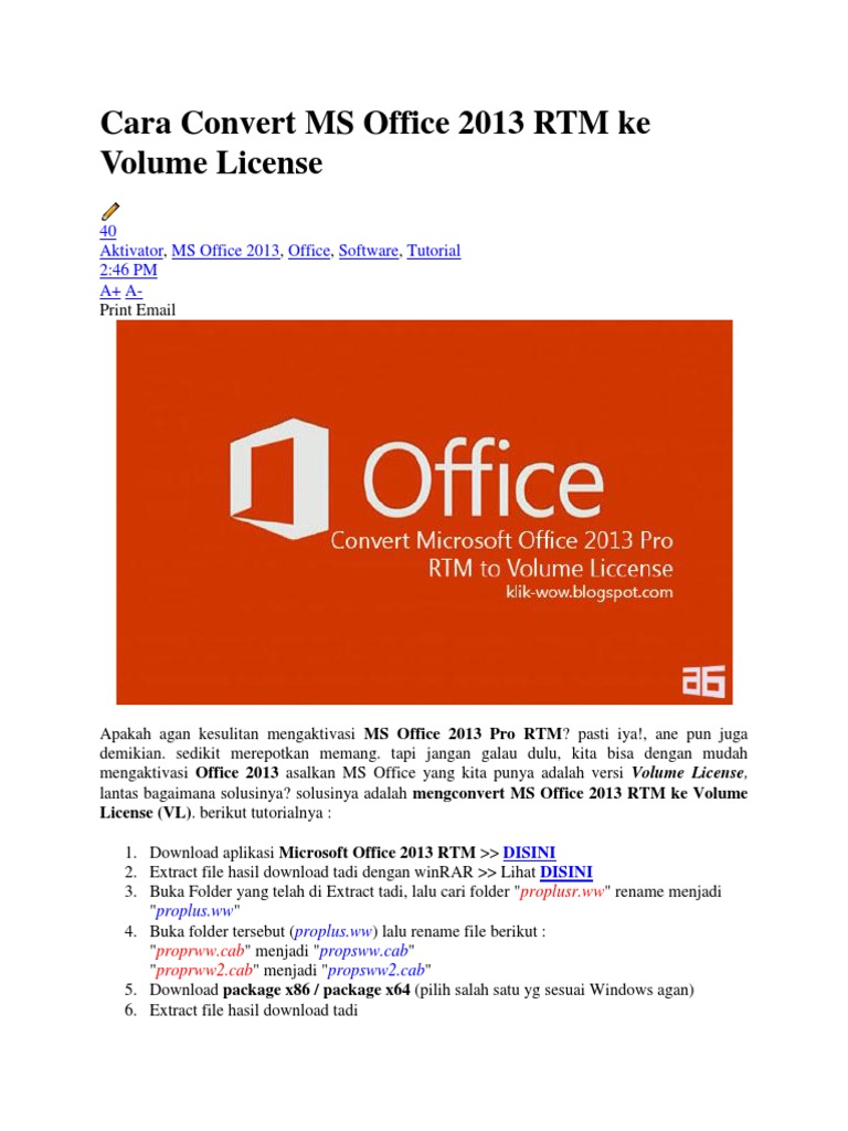 Cara Convert Ms Office 2013 Rtm Ke Volume License