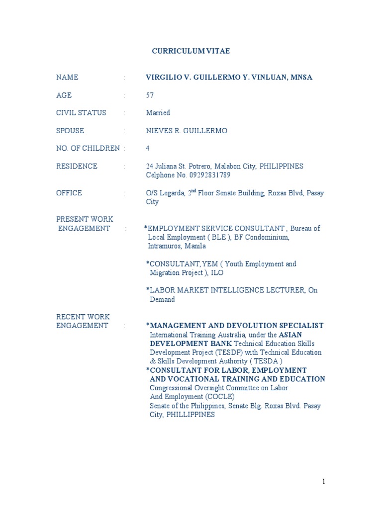 Guest Speaker Curriculum Vitae Sample | PDF | Employment | Philippines