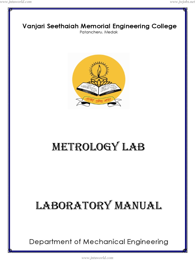 Metrology Lab Manual Fluid Mechanics Scientific Observation