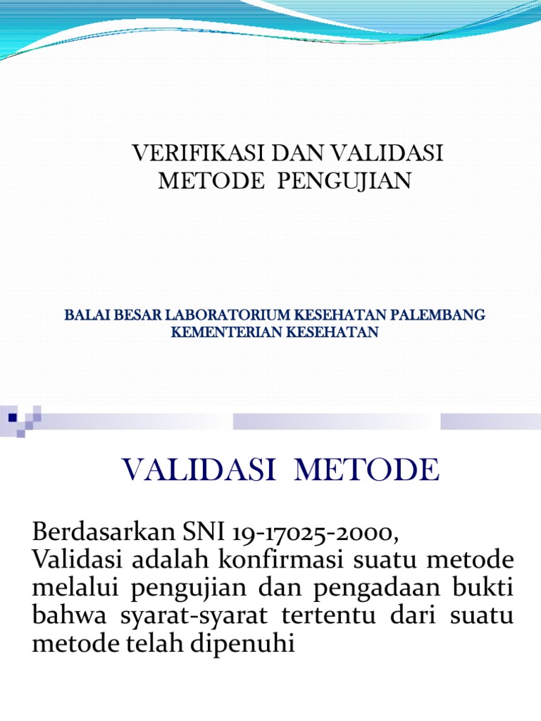 Validasi dan Verifikasi Metode Uji | PDF | Sains & Matematika ...