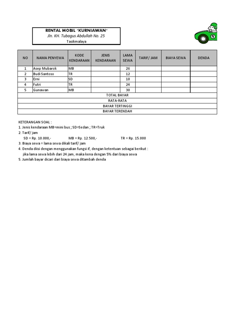Latihan Soal Excel Bahan Ujian