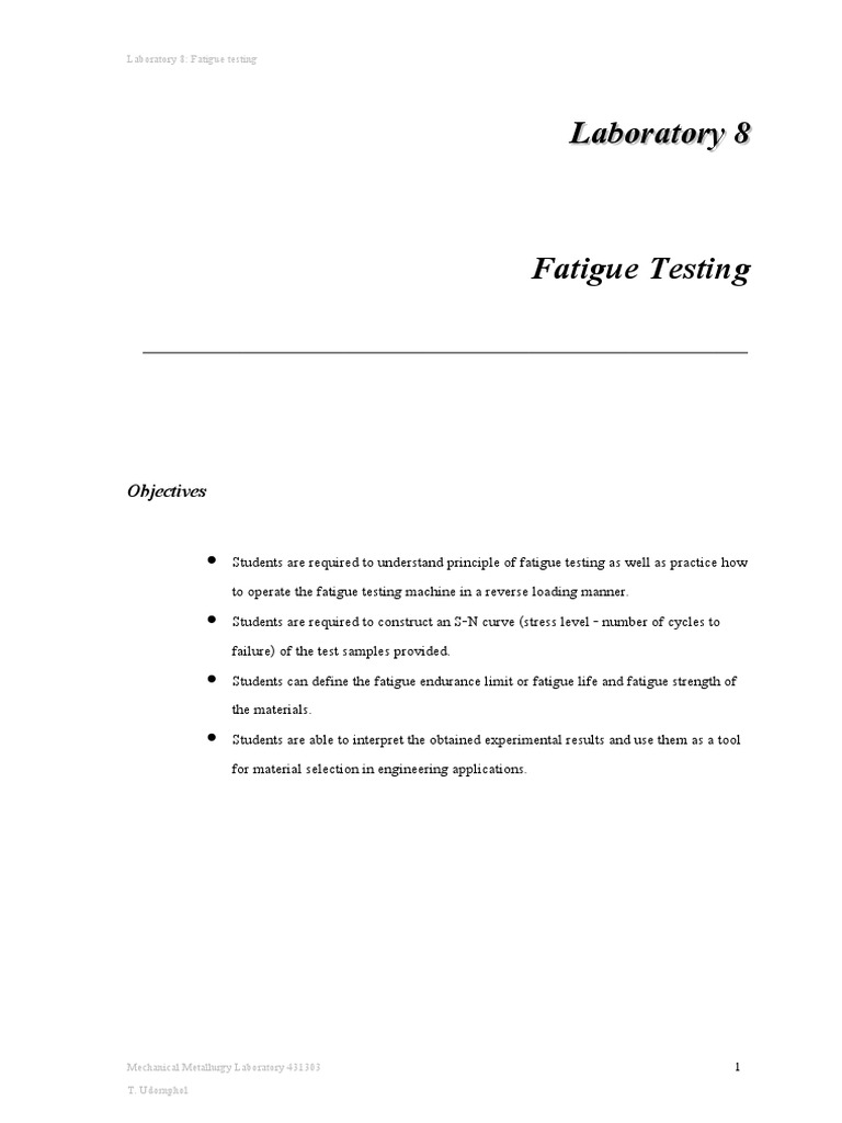 Lab 8fatigue Eng | PDF | Fatigue (Material) | Strength Of Materials