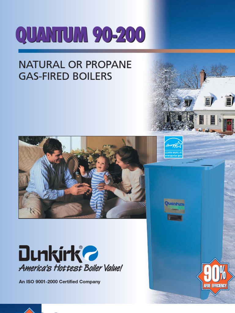 Dunkirk Quantum Q90 125200 High 90 Efficiency Gas Fired Hot Water Boiler Brochure PDF