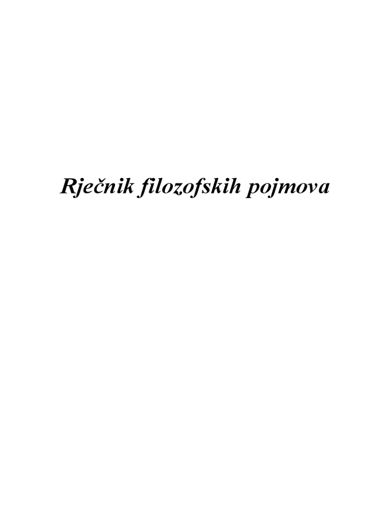 Rječnik Filozofskih Pojmova | PDF
