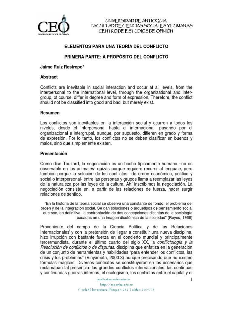 La inevitabilidad del conflicto social | PDF | Conflicto (proceso ...