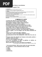 Colégio Estadual Professor Josué Meireles Prova 1º Bimestre Portugues