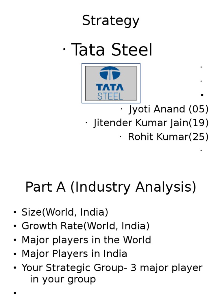 Tata Steel Strategic Analysis Report | PDF | Steel | Economies