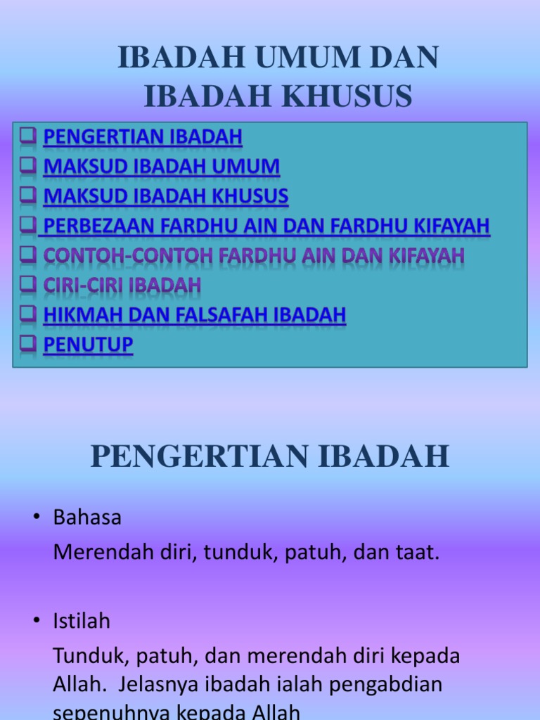 Ibadah Umum Dan Ibadah Khusus