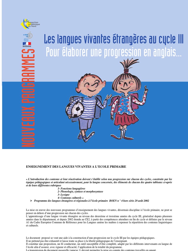Progression Anglais Enseignement Des Langues Pedagogie