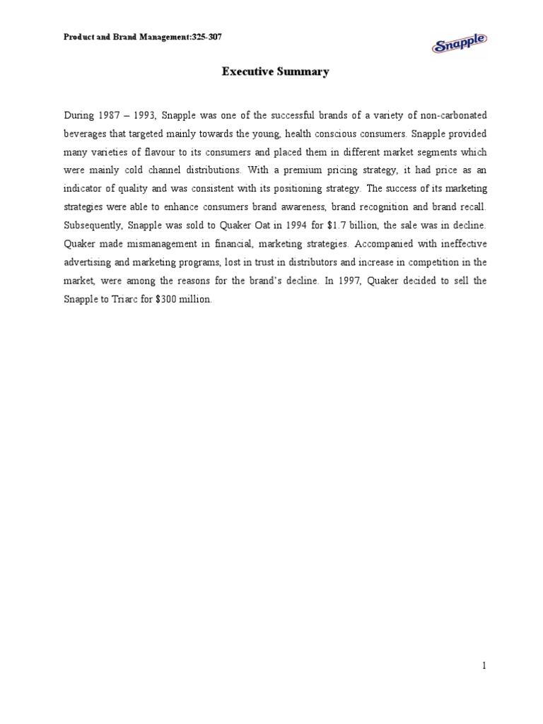 Snapple's Rise and Fall: Brand Analysis | PDF | Brand | Marketing Strategy