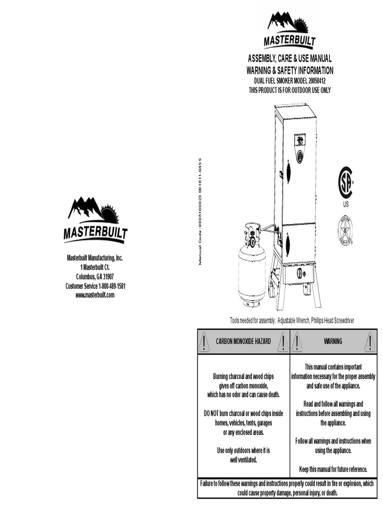 Masterbuilt Dual Fuel Smoker Manual | PDF | Smoking (Cooking) | Foods