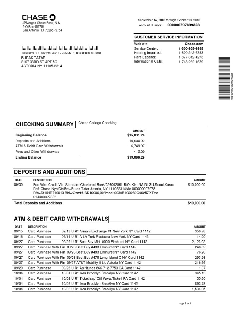 Chase 2010:ikea Bestbuy | PDF | Chase Bank | Debit Card