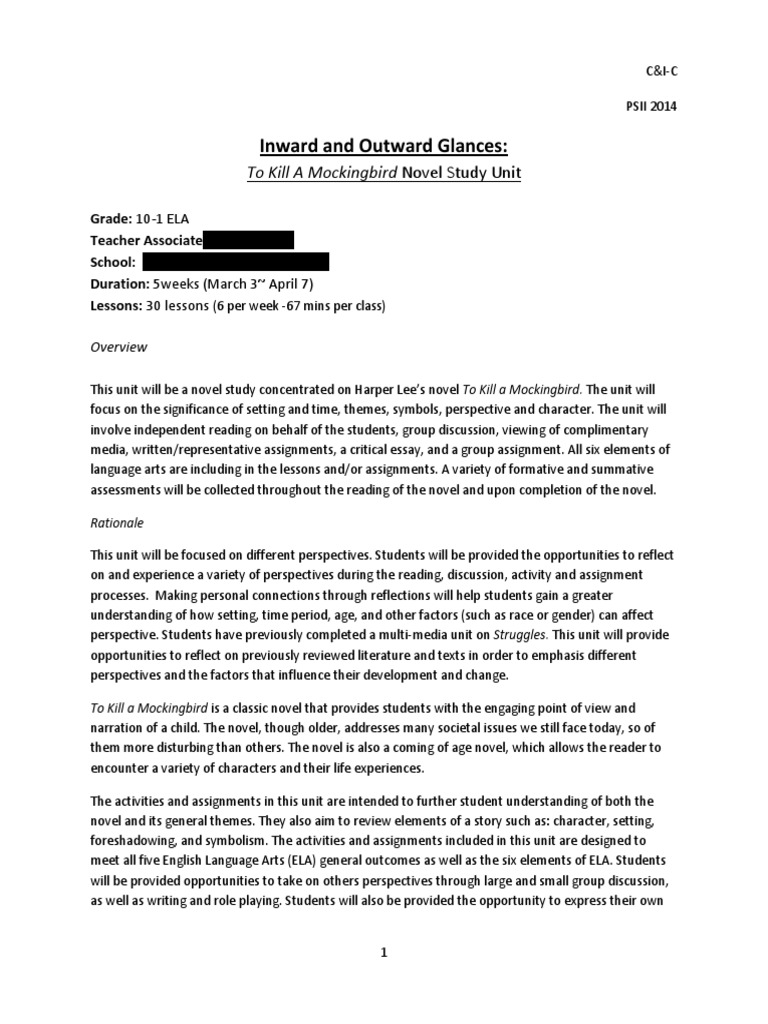 Grade 10 To Kill a Mockingbird Unit | PDF | To Kill A Mockingbird ...