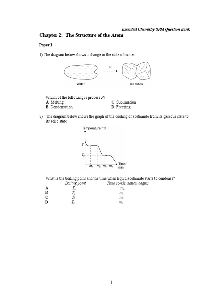 RTS Chemistry SPM Question Bank Chapter 2  Atoms  Proton