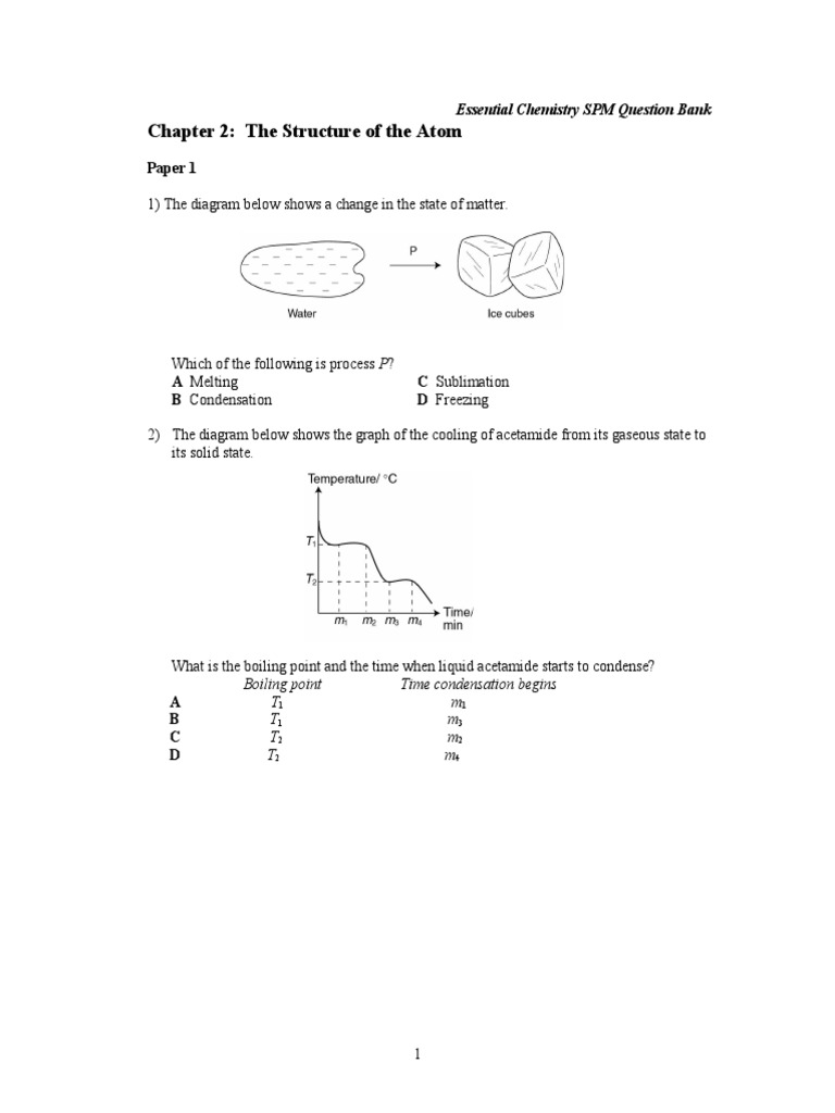 RTS Chemistry SPM Question Bank Chapter 2  Atoms  Proton