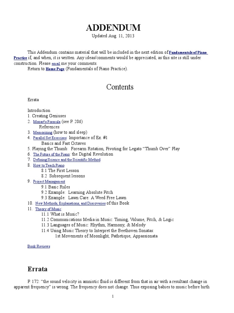 Piano Pedagogy Addendum Insights | PDF | Self-Improvement