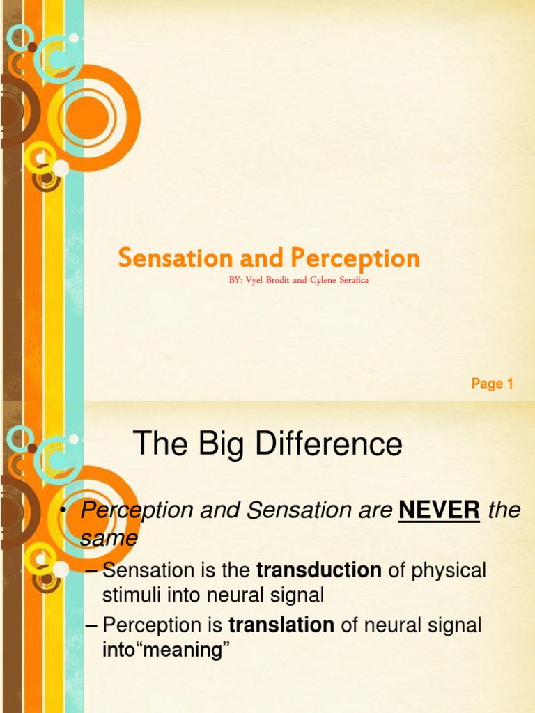 Sensation and Perception Disorders Explained | PDF | Senses | Taste