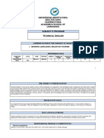 Universidad Abierta para Adultos Uapa Vicerrectoria Academica School of Languages Subject'S Program Technical English