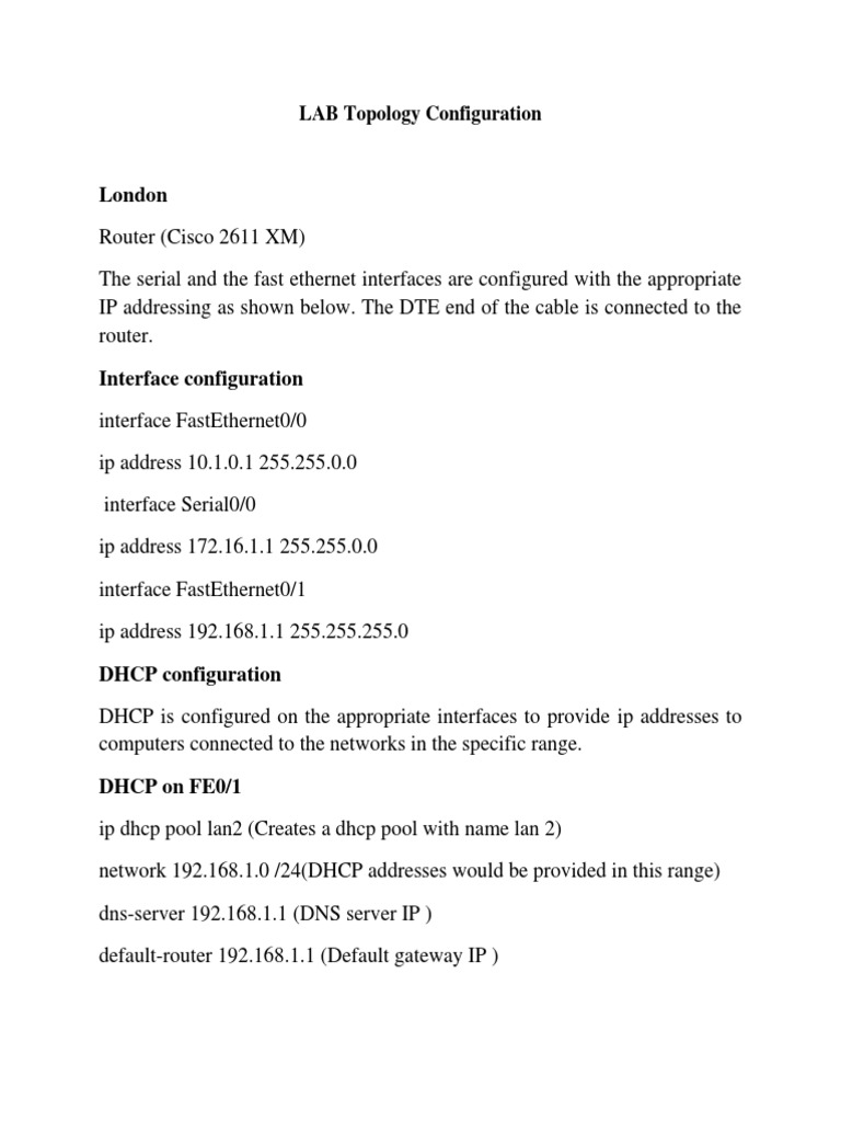 LAB Topology Configuration | PDF | Ip Address | Router (Computing)