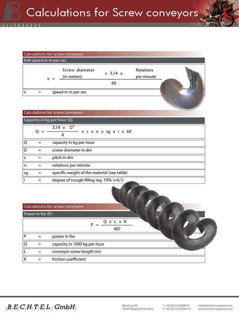 Calculations Screw Conveyor PDF Lime (Material) Cement