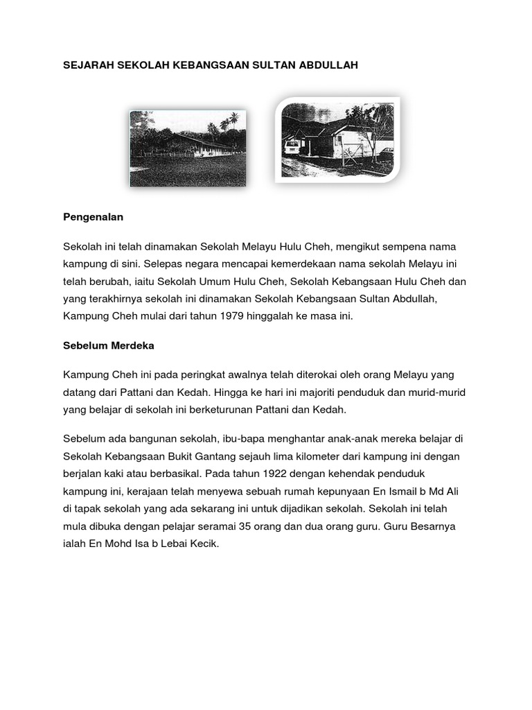 Sejarah Sekolah Kebangsaan Sultan Abdullah  PDF