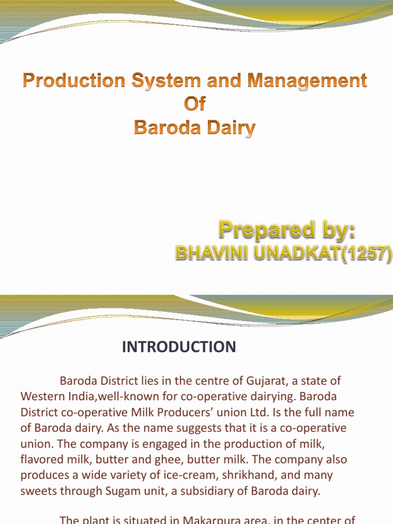 Baroda Dairy (Prom) PDF Dairy Butter