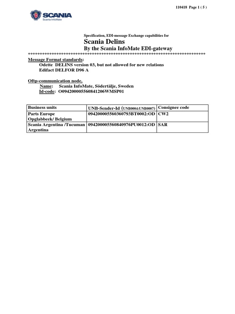 Specification, EDI-Message Exchange | PDF | Data | Automotive Industry