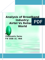 Analysis of Broadband Industry: Airtel Vs Reliance World