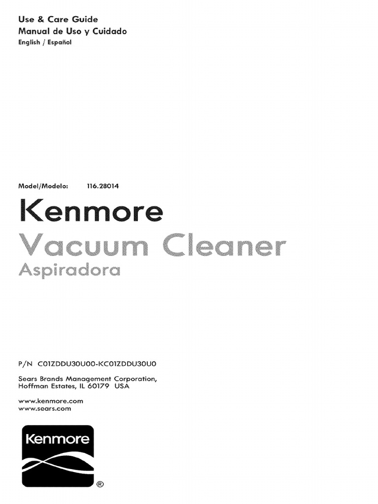 Kenmore Intuition Canister Vac Owners Guide For Model 28014 / 116.28014.700 PDF Vacuum