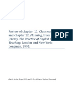 Review of Chapter 11, Class Management and Chapter 12, Planning, From Harmer Jeremy, The Practice of English Language Longman, 1995