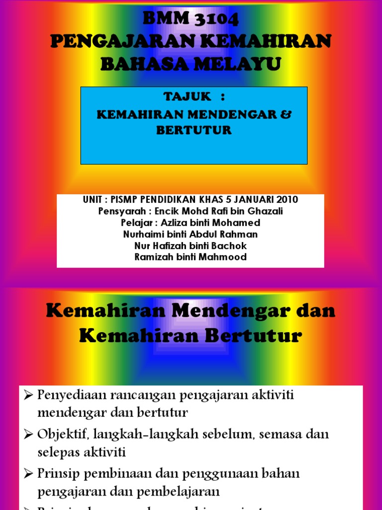 Bmm 3104 Kemahiran Mendengar Dan Bertutur Pdf