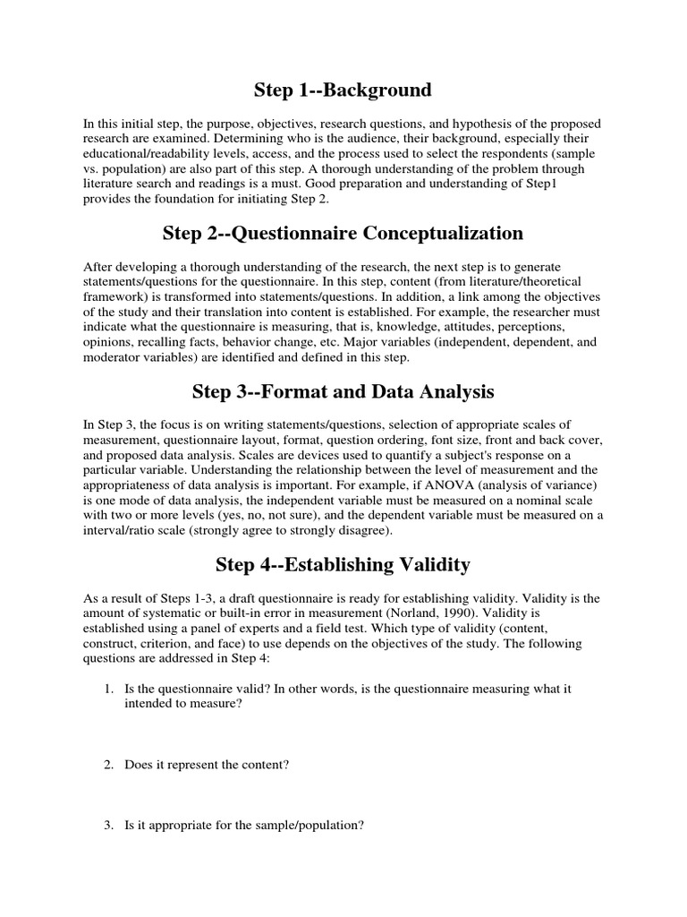Steps to Ensure Questionnaire Reliability | PDF | Validity (Statistics ...