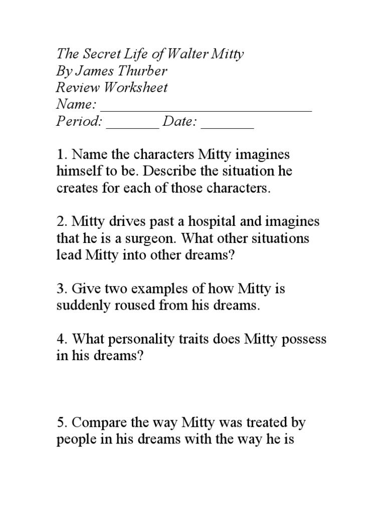 The Secret Life of Walter Mitty by James Thurber Review