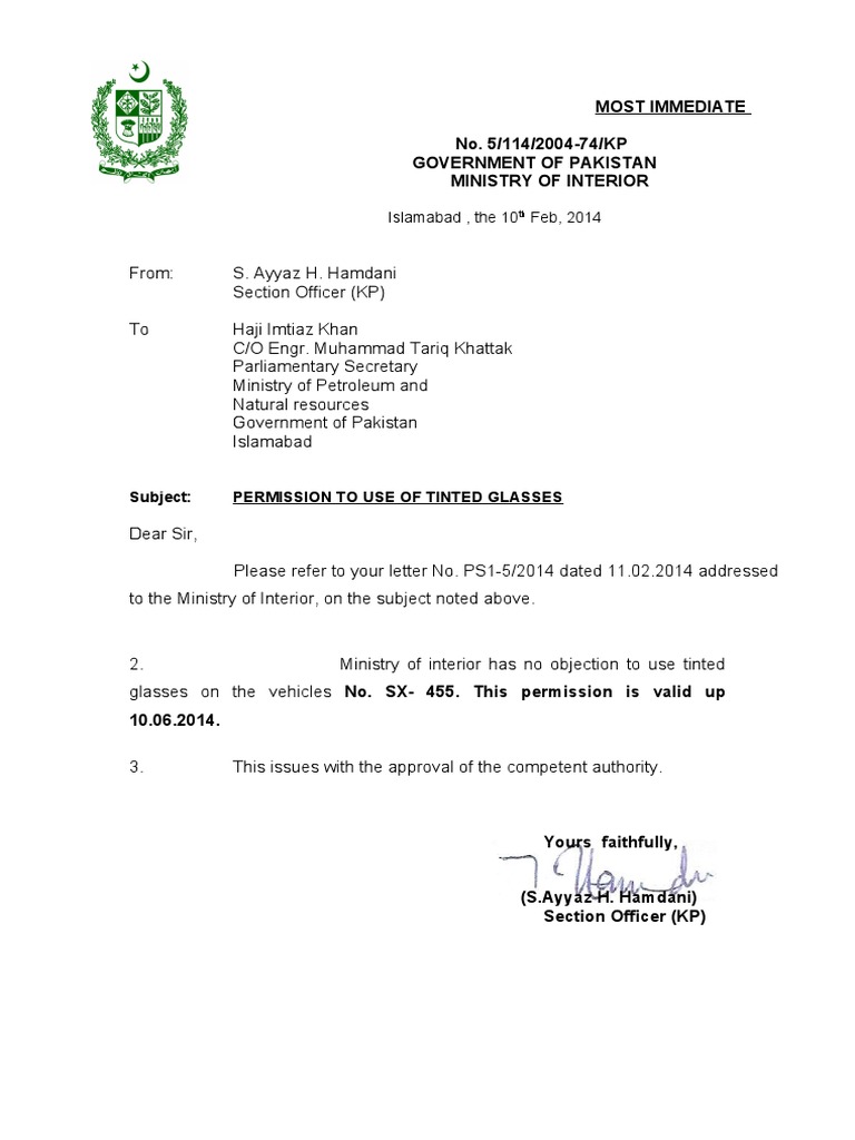 Tinted Glass Permit Approval Notice | PDF