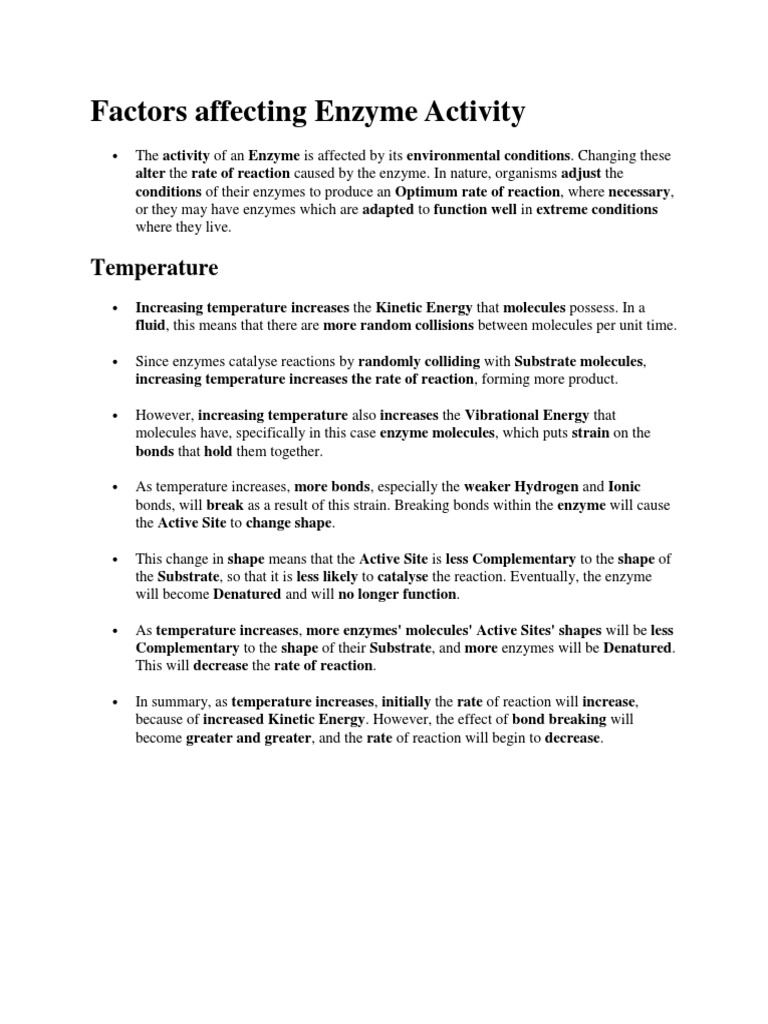 Factors Affecting Enzyme Activity | Ph | Enzyme