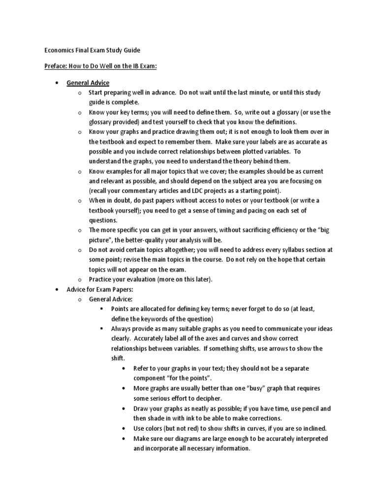 Economics Final Exam Study Guide Final Version PDF Supply And
