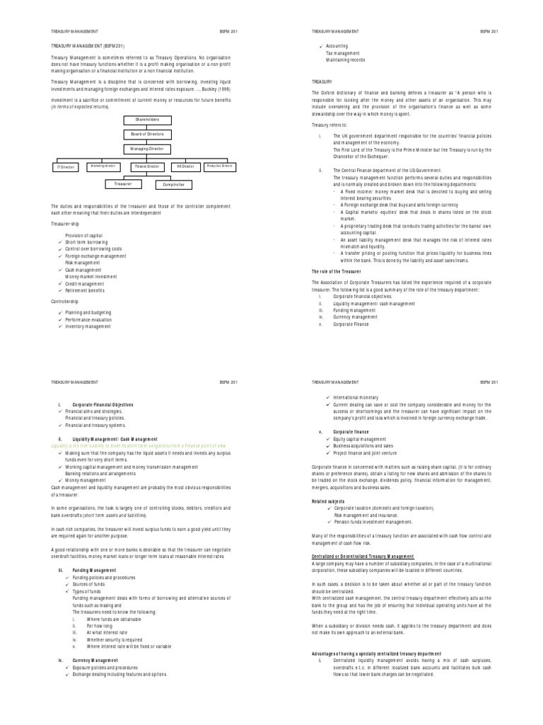 Treasury Management Module | PDF | Futures Contract | Option (Finance)