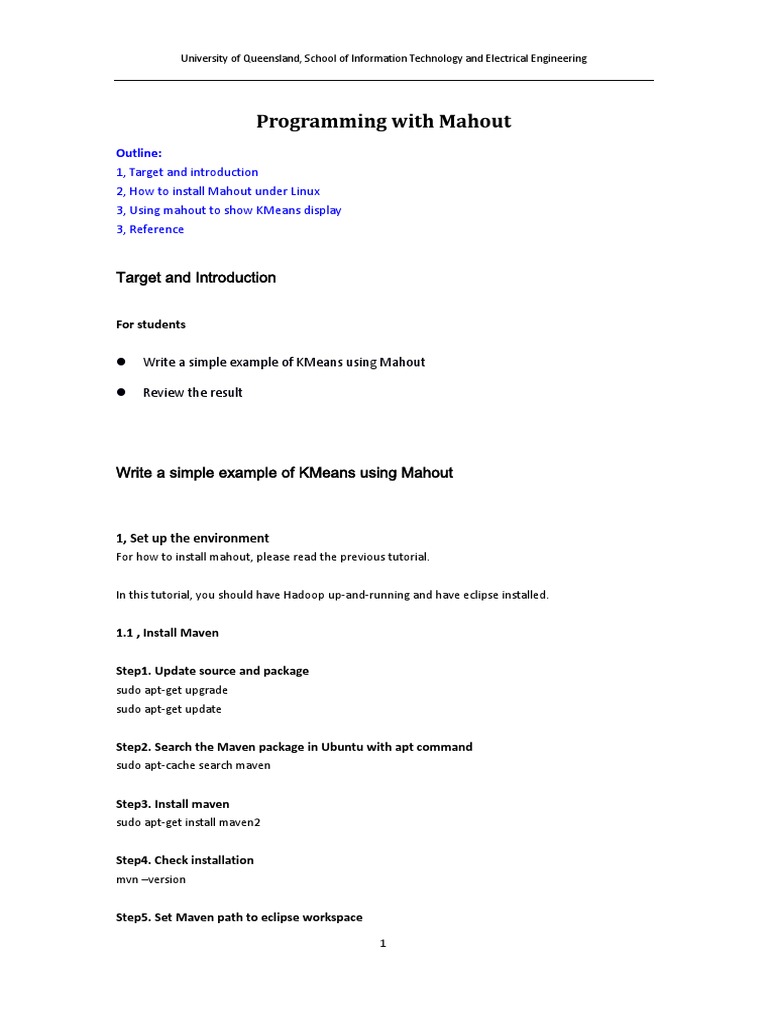 Programming With Mahout: Target and Introduction | PDF | Java ...