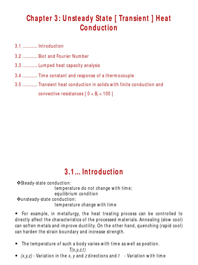 Transient or Unsteady State Heat Conduction | PDF | Thermal Conduction ...