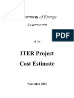 DOE Assessment of ITER Project Cost Estimate