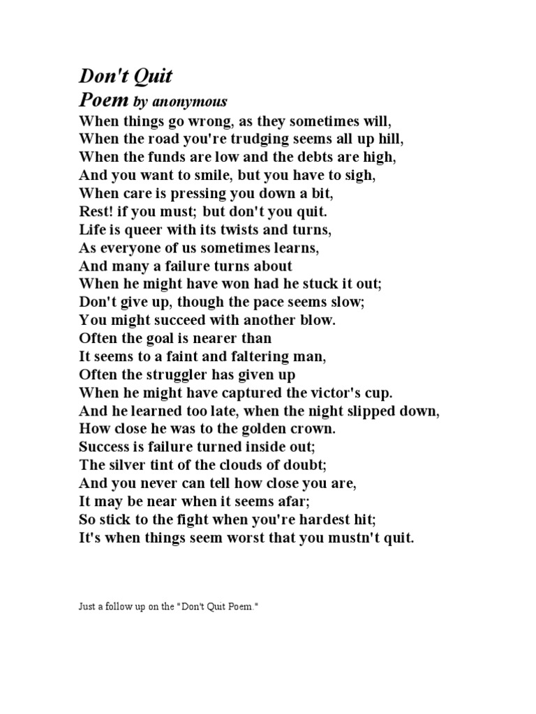 Don T Quit Pdf